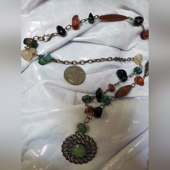 Agate Bohemian Boho Asymmetrical Beaded Ethnic Necklace - Picture 4 of 4